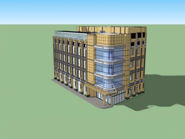 Modern Multi-Story Office Building Model in SketchUp