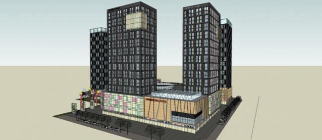 Modern Multi-Story Commercial Complex Designed in SketchUp