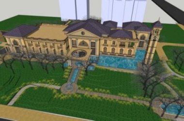 SketchUp Business Model: Multi-Story Classical Style Clubhouse Design-BIM WORLD