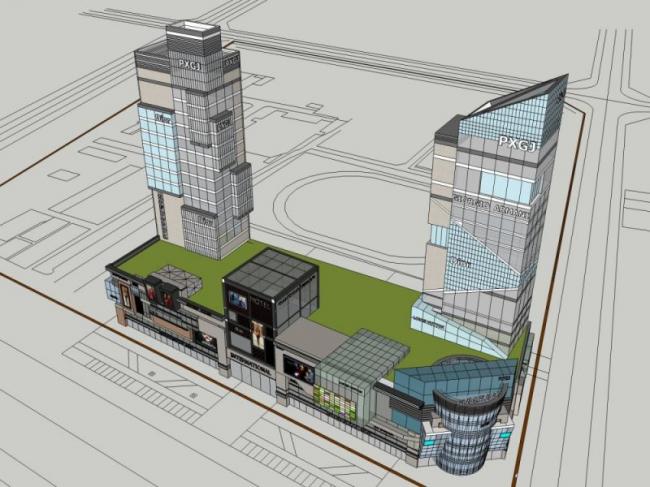 Modern Multi-Story Commercial Complex Designed in SketchUp