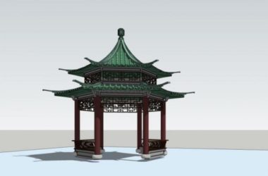 Chinese-Style Pavilion Sketch Model in SketchUp-BIM WORLD