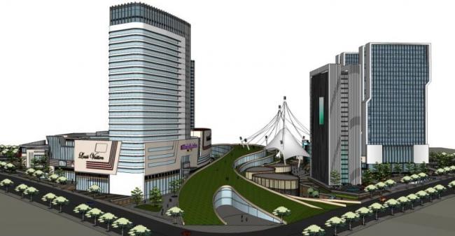 Modern Multi-Story High-Rise Mixed-Use Commercial Complex in SketchUp