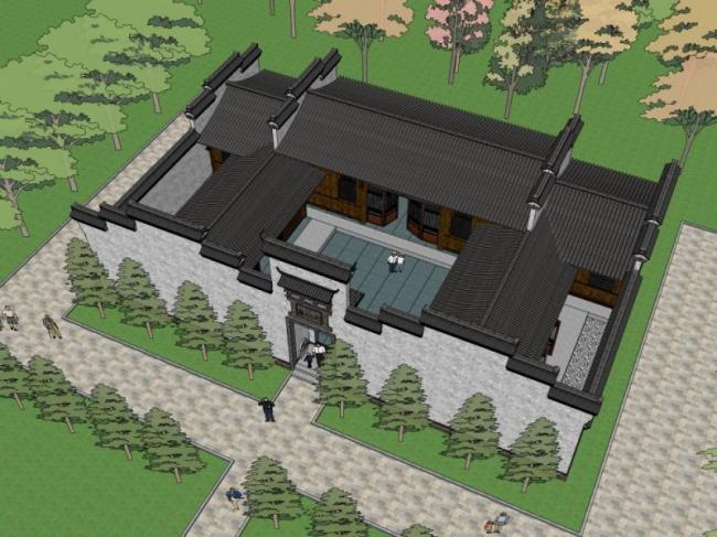 SketchUp Residential Design: Chinese-Style Courtyard Model