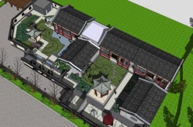 SketchUp Model of Multi-Story Traditional Chinese Courtyard Architecture-BIM WORLD