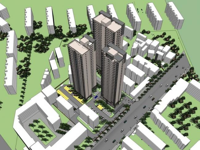 SketchUp Complex Model: Modern High-Rise Design