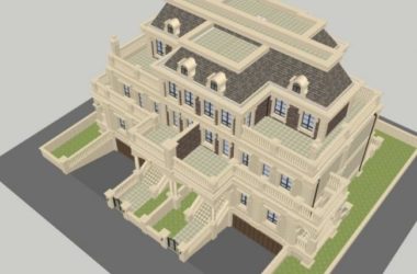 SketchUp Business Model: Multi-Story Classical Style Clubhouse Design-BIM WORLD