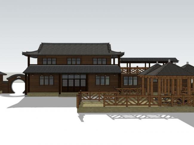 Chinese-Style Hotel Model in SketchUp