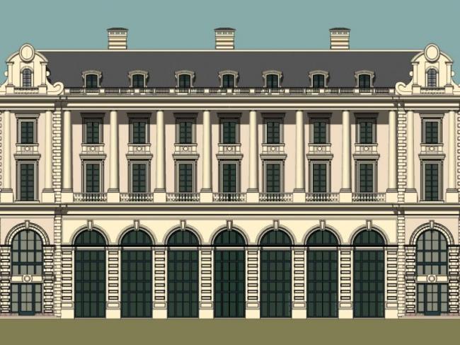SketchUp Business Model: Classical Multi-Story Clubhouse Design