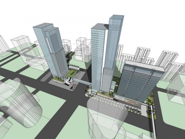 SketchUp Model of a Modern Super High-Rise Commercial Complex