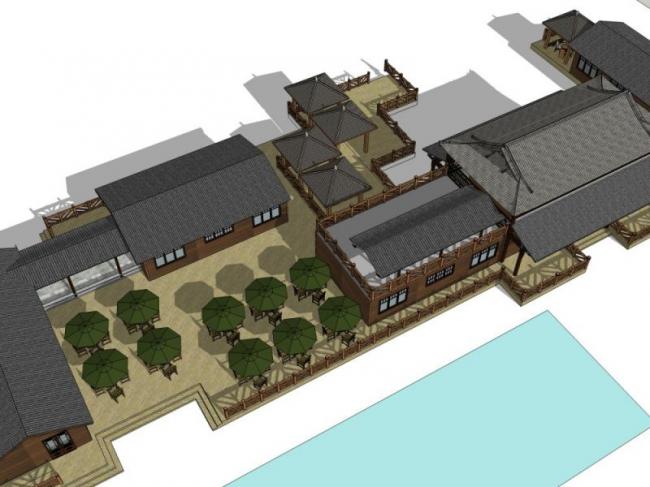 Chinese-Style Hotel Model in SketchUp