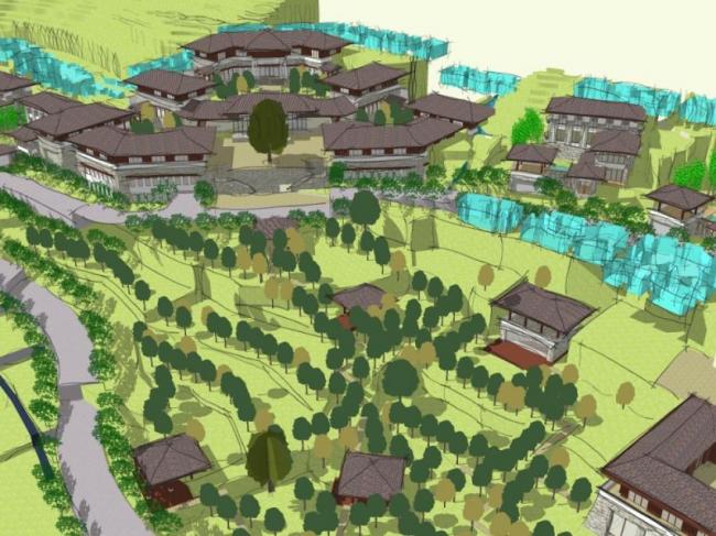 SketchUp Hotel and Resort Villa Model in Traditional Chinese Style