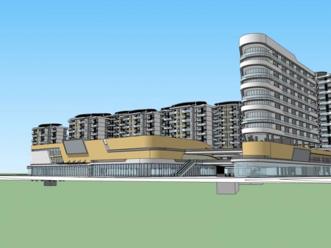 SketchUp Complex Model: Multi-Story Modern Commercial and Residential Building
