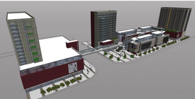 Modern Multi-Story Commercial Complex Designed in SketchUp