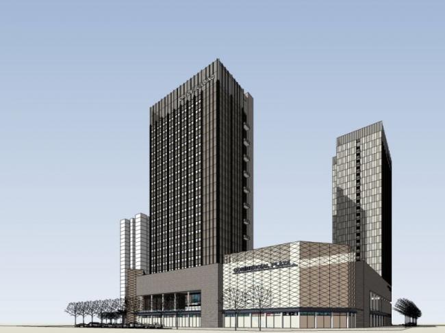 SketchUp Complex Model: Modern Super High-Rise Commercial Tower