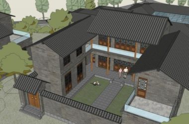 SketchUp Hotel Model | Chinese-Style Resort Design-BIM WORLD