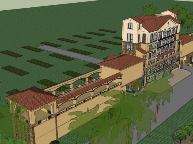 Classical Multi-Story Hotel Model in SketchUp