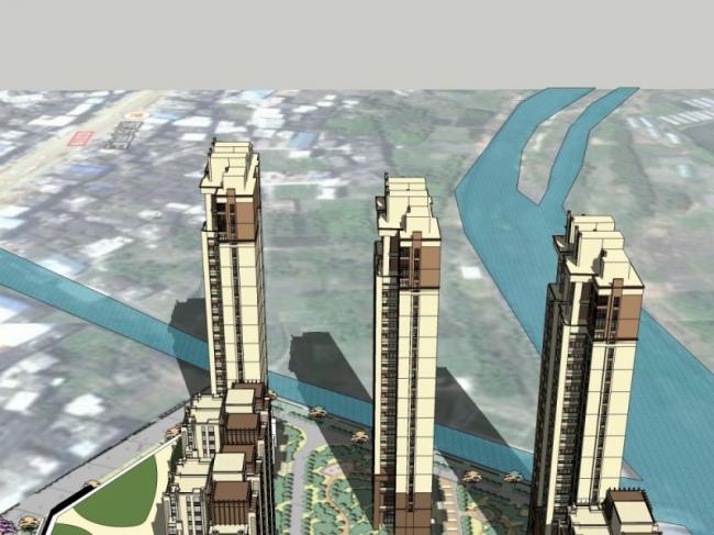 SketchUp Multi-Story Urban Complex with Residential Units and Ground-Floor Commercial Spaces in Classical Style