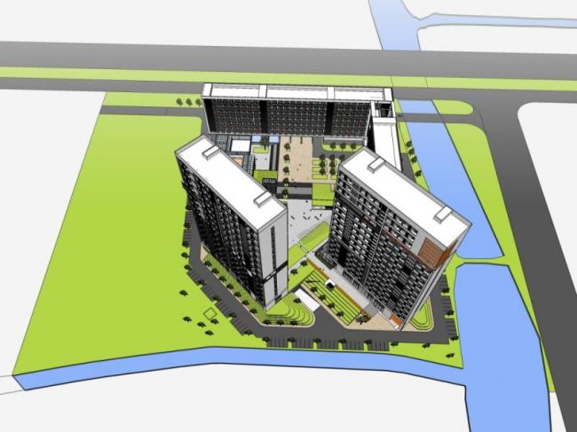 Modern High-Rise Hotel Model in SketchUp