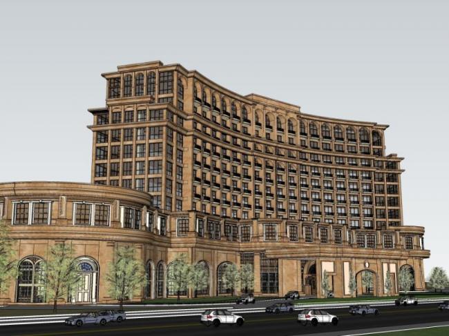 Classical Multi-Story Hotel Model in SketchUp