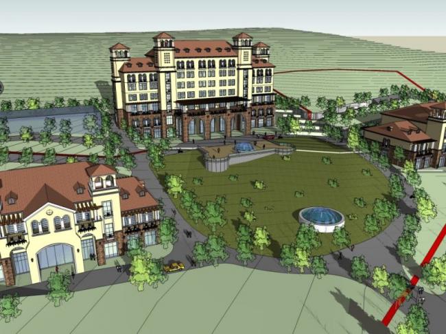SketchUp Multi-Story Hotel Model in Mediterranean Classical Style
