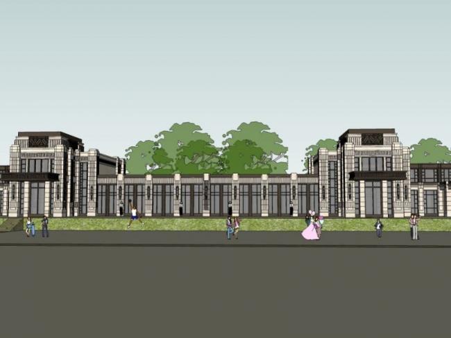 SketchUp Multi-Story Hotel Model in Western Classical Style