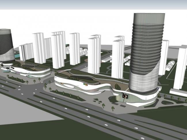 SketchUp Complex Model: Modern Super High-Rise Commercial and Hotel Development