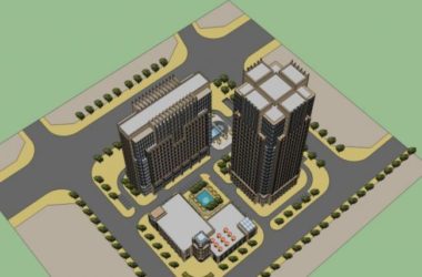 Modern High-Rise Hotel Model in SketchUp-BIM WORLD
