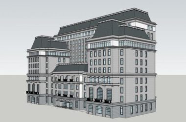 Modern Multi-Story Hotel and Office Building Model in SketchUp-BIM WORLD