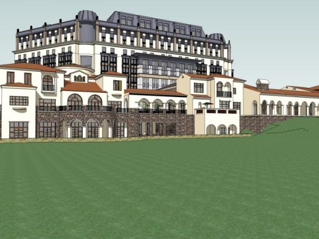 Modern Multi-Story Hotel Model in SketchUp