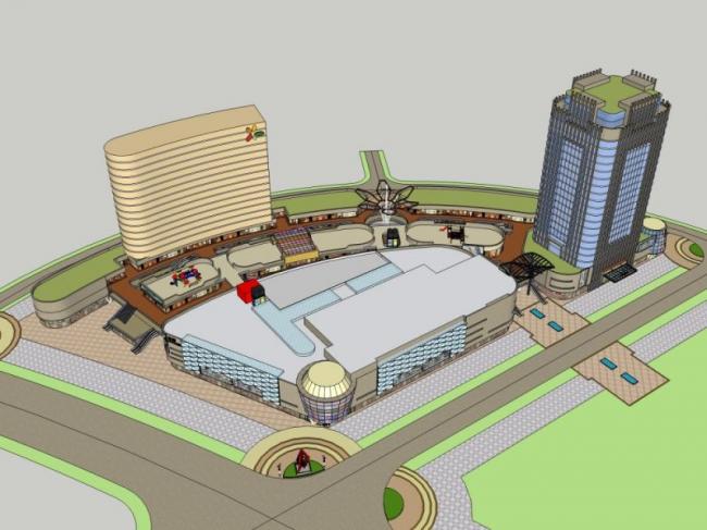 SketchUp Complex Model: Multi-Story Modern Commercial Building Featuring Hotel and Office Spaces