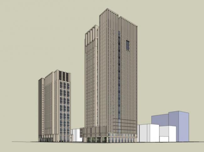 Modern High-Rise Office Building Model in SketchUp