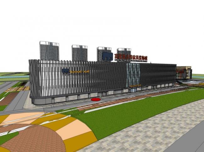 SketchUp Model: Multi-Story Modern Commercial and Residential Complex