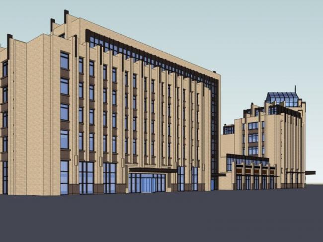 Modern Multi-Story Office Building Model in SketchUp