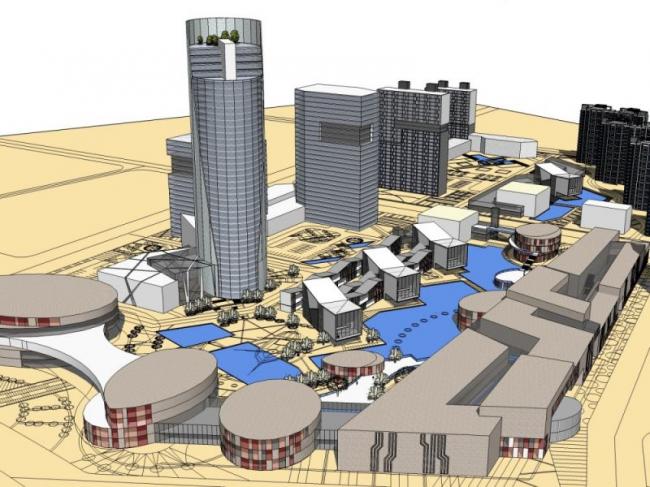 SketchUp Model of a Modern Super High-Rise Urban Complex: Residential and Office Spaces