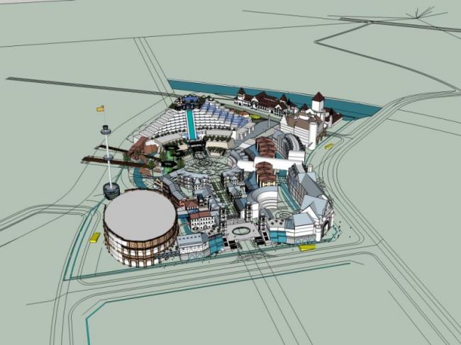 Classical Multi-Story Resort Hotel Model in SketchUp