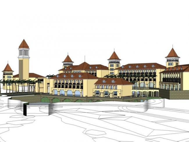 Classical Multi-Story Hotel Model in SketchUp
