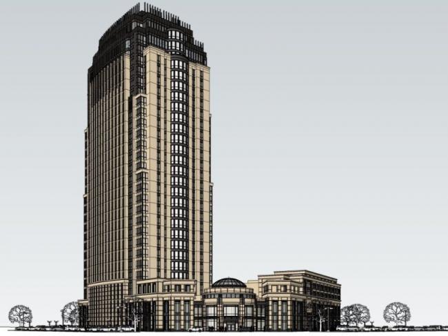 Modern High-Rise Hotel Model in SketchUp