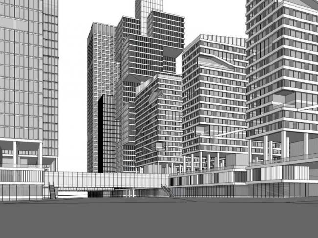 SketchUp Complex Model: Ultra-High-Rise Urban Development Featuring Residential and Office Spaces in Modern Style