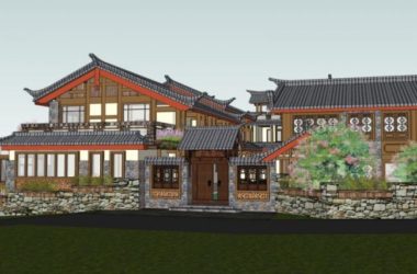 SketchUp Multi-Story Hotel Model Featuring Traditional Chinese Design-BIM WORLD