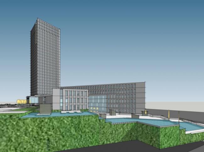 SketchUp Model of a Modern Super High-Rise Urban Complex with Commercial and Office Spaces