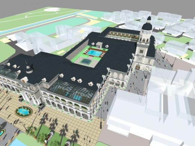 Classical Multi-Story Hotel Model in SketchUp