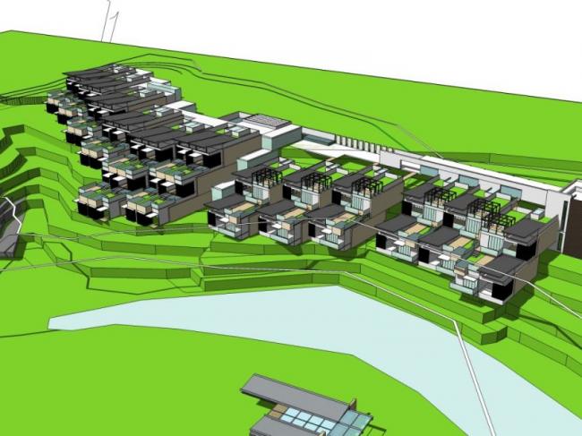 Modern Multi-Story Resort Hotel Model in SketchUp