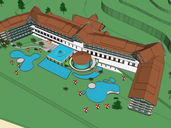 Classical Multi-Story Hotel Model in SketchUp