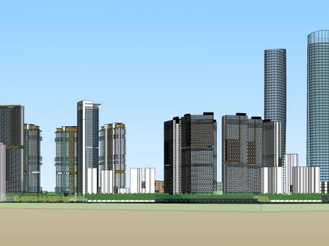 SketchUp Complex Model: Modern Super High-Rise Commercial, Office, Hotel, and Residential Tower