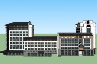 Modern Multi-Story Office Building Model in SketchUp-BIM WORLD