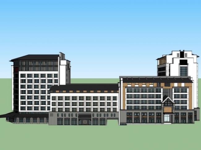 Modern Multi-Story Office Building Model in SketchUp