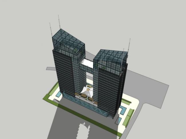 SketchUp Model of a Modern Super High-Rise Office Building
