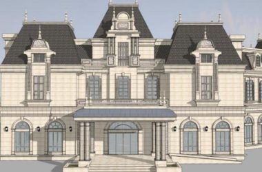 SketchUp Business Model: Multi-Story Classical Style Clubhouse Design-BIM WORLD