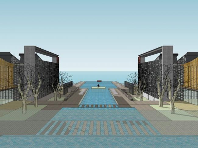 Modern Multi-Story Hotel Model in SketchUp Inspired by Chinese Design