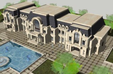 SketchUp Business Model: Multi-Story Classical Style Clubhouse Design-BIM WORLD